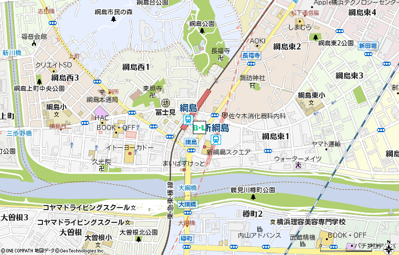 銀座メガネコンタクト　綱島店付近の地図
